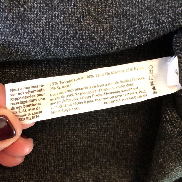 EILEEN FISHER Size Medium Stretch PullOn Wool Soandex Charcoal Gray $238 NEW - Picture 8 of 10